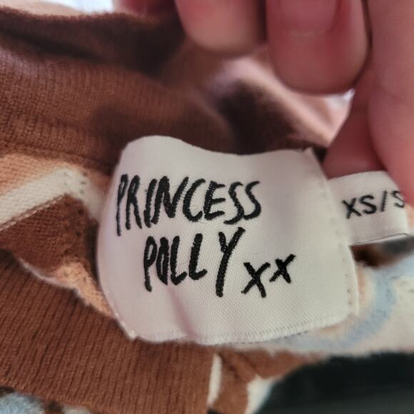 Princess Polly Idris sweater top, size XS/Small, button front, collar, brown - Picture 4 of 4